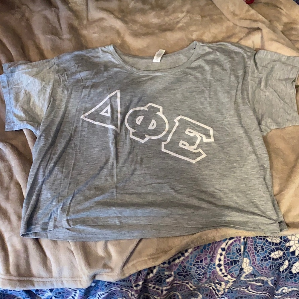 delta phi epsilon dphie greek letters crop top